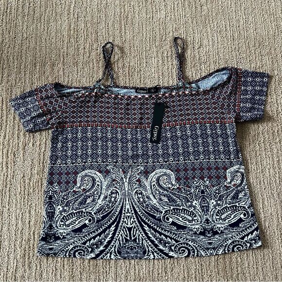 Gypsy Patterned Off the Shoulder Tshirt - Picture 1 of 6